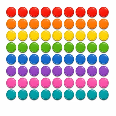 A square array of 64 counters arranged in 8 rows and 8 columns.