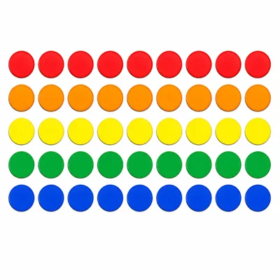 An array of 45 counters arranged in 5 rows and 9 columns.