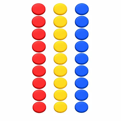 An array of 27 counters arranged in 9 rows and 3 columns.