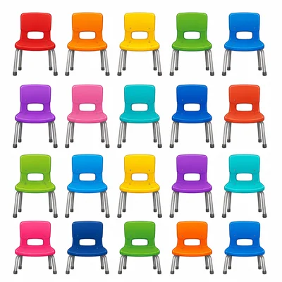 Four rows of chairs with five chairs in each row.