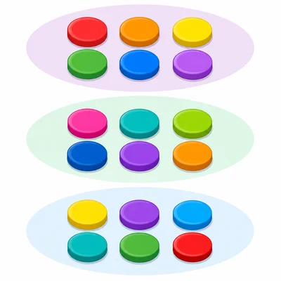 Three groups of six counters.