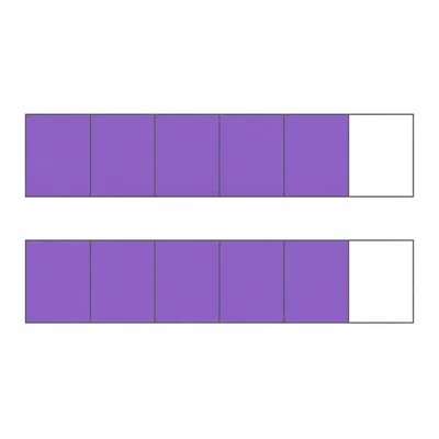 Two fraction bars each divided into sixths with five parts shaded.