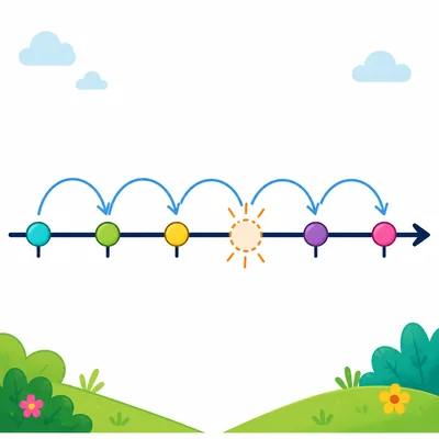 A number line with equal jumps and the fourth position highlighted as missing.
