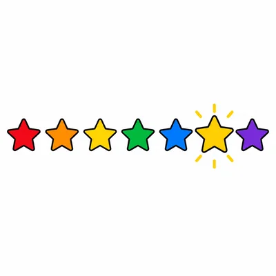 Seven stars in a row with the sixth star highlighted