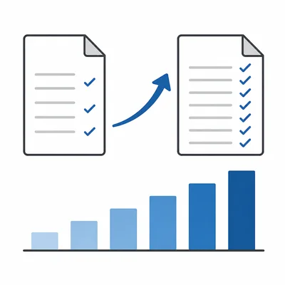 A test paper with fewer correct marks changes to one with more correct marks.