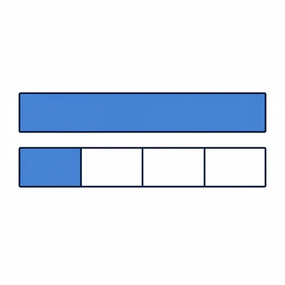 A bar model showing one whole bar plus one quarter of another bar shaded.