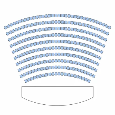 Overhead diagram of theater rows with each row containing more seats than the row before.