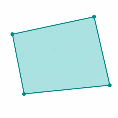 An irregular four-sided shape with its corners marked.