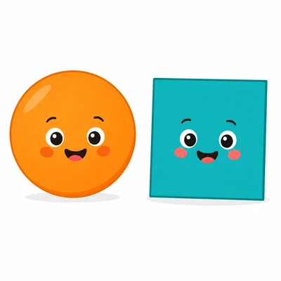 A circle next to a four-sided shape.