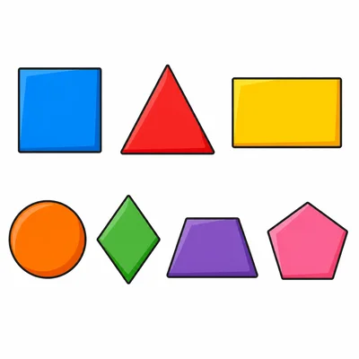 A group of seven shapes including four quadrilaterals.