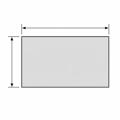 A shaded rectangle with dimension arrows showing its width and length.