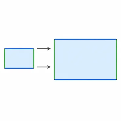 A small rectangle and a larger similar rectangle showing a scale enlargement.