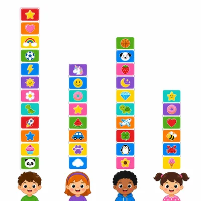 Sticker collection bar graph with the third bar two higher than the second.