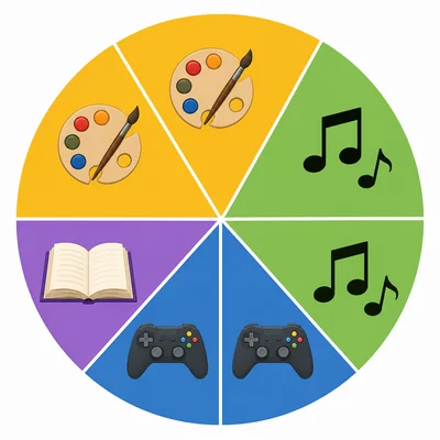 Circle graph of class activities with art as the largest section.