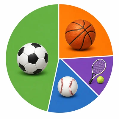 Circle graph of favorite sports with baseball larger than tennis.