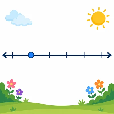 Blank number line showing a point about one quarter across rounding down.
