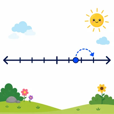 Blank number line showing a point past the midpoint rounding up.