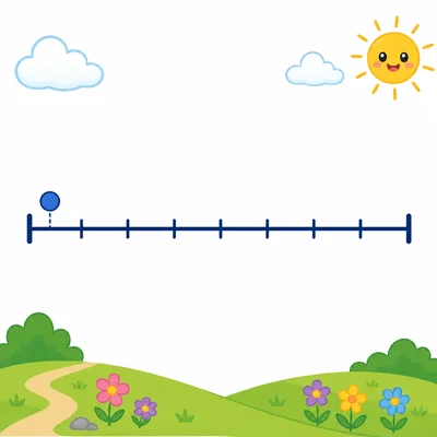 Blank number line showing a point near the left endpoint rounding down.