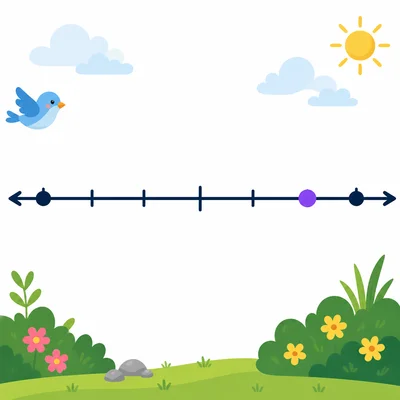 Blank number line showing a point after the midpoint rounding up to the right endpoint.