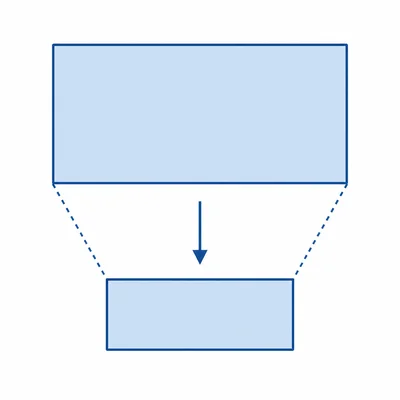 A rectangle reduced to a smaller similar rectangle.