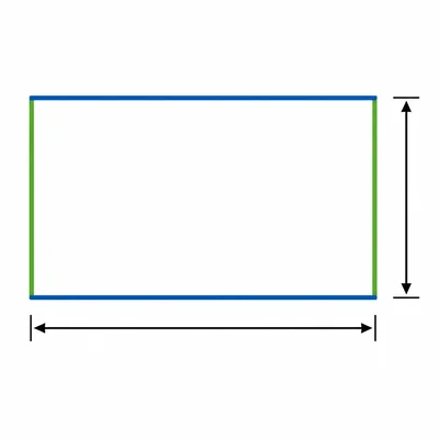 Rectangle diagram with long and short sides highlighted to represent length and width.