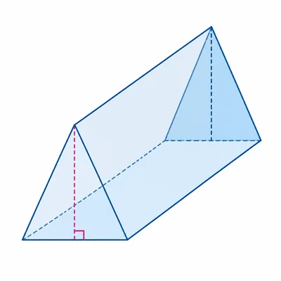A triangular prism with a triangular base and an interior height segment shown.