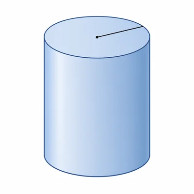 An upright cylinder with a radius line on the top circle.