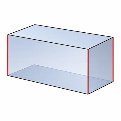 A rectangular prism with its vertical height edges highlighted.