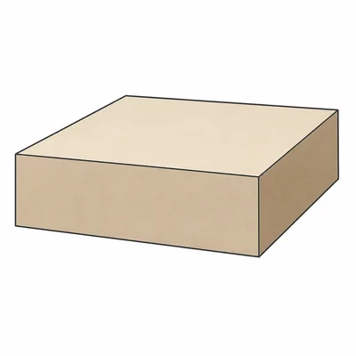A shallow rectangular prism with visible top, front, and side faces.