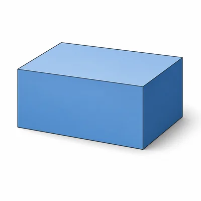 A rectangular prism with distinct visible rectangular faces.