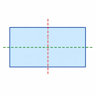 A non-square rectangle with vertical and horizontal symmetry lines shown.