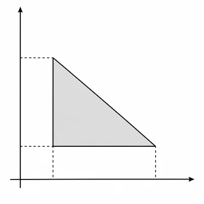 Feasible triangular region for two prices bounded by minimum values and a total maximum.