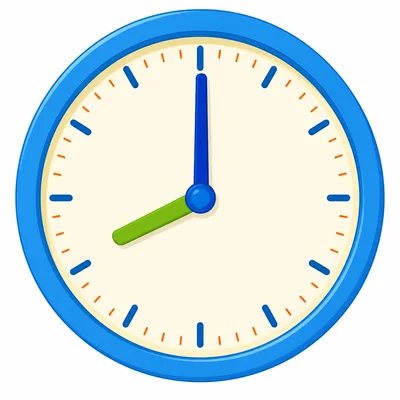 Analog clock showing 8:00.