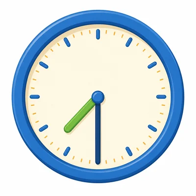 Analog clock showing 7:30.