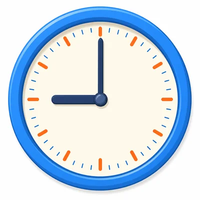 Analog clock showing 9:00.