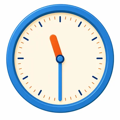 Analog clock showing the minute hand at the bottom for 11:30.