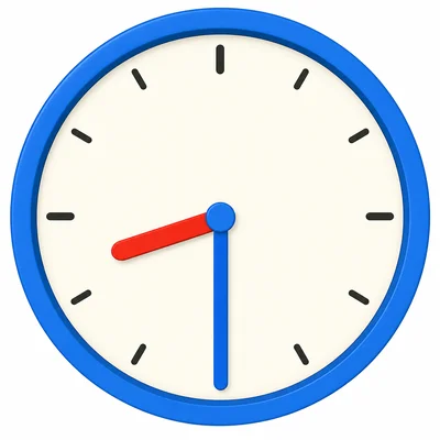 Analog clock showing half past eight.