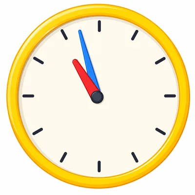 Analog clock with the minute hand on eleven and the hour hand almost at ten.