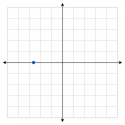 Coordinate grid showing a point on the horizontal axis left of the origin.