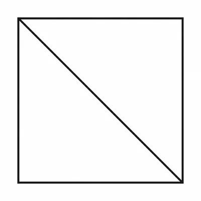 Square with a diagonal drawn from corner to corner.