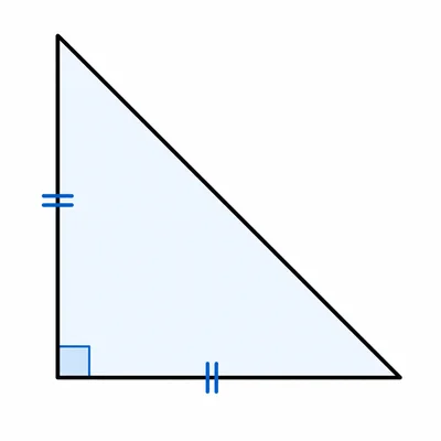 Isosceles right triangle with equal legs indicated.