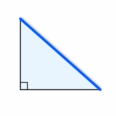 Unlabeled right triangle with hypotenuse emphasized visually.