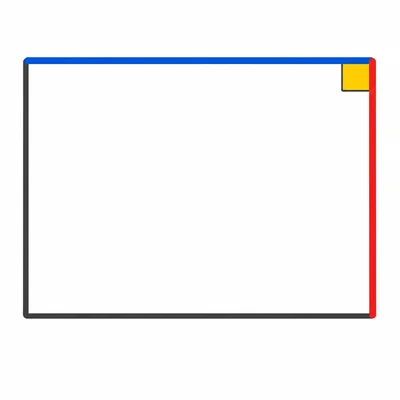 The top and right sides of a rectangle meet at a square corner.