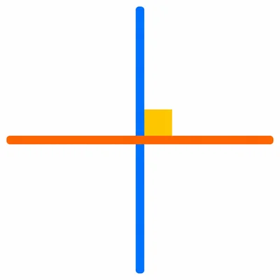 A vertical line crosses a horizontal line to make a square corner.
