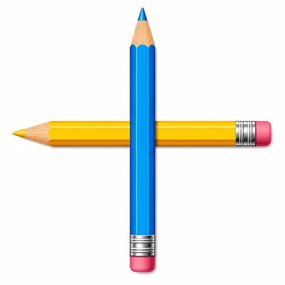 Two pencils cross at a right angle like a plus shape.