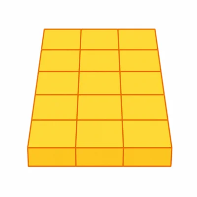 A single-layer rectangular prism with three cubes across and five cubes back.
