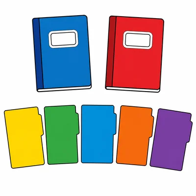 Two notebooks and 5 folders.