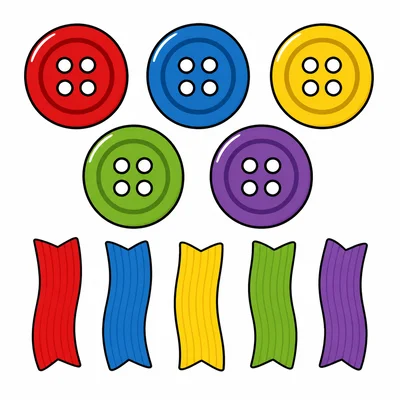 Five buttons and 5 ribbons.