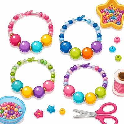 Sixteen beads made into bracelets with four beads each.