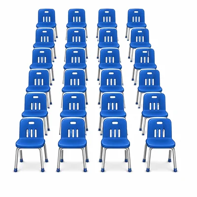 Seven rows of chairs with four chairs in each row.